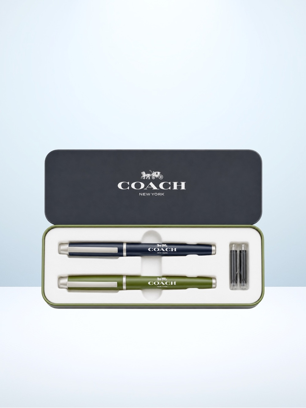 Coach Executive Pen Set in Tin - Ballpoint/Fountain/Refillable/Japan Exclusive